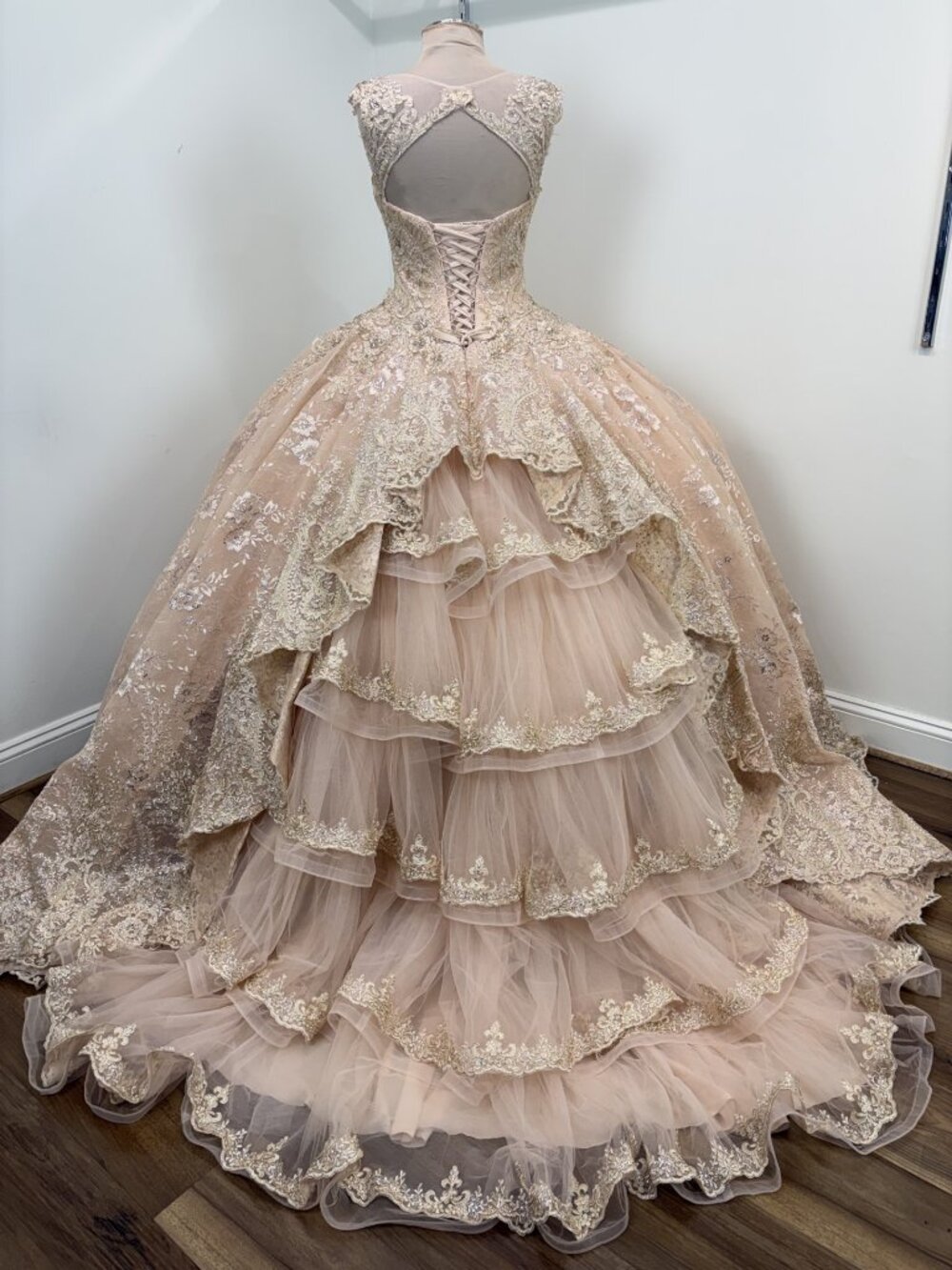 ✨ LUXURY FOR LESS! Mon Cheri Princesa PR12002 Quinceañera Dress Champagne-Size 8 - Picture 7 of 7